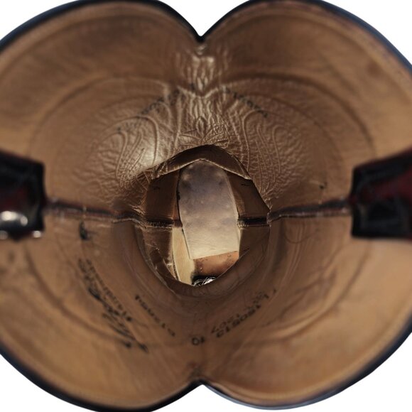 Lucchese Classics Black Cherry Goat Leather Cowboy Boots Mens 10D French Toe - Picture 10 of 14